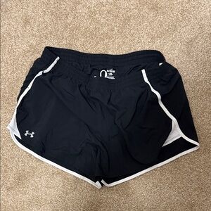 Under Armour Black Athletic Shorts with White Piping